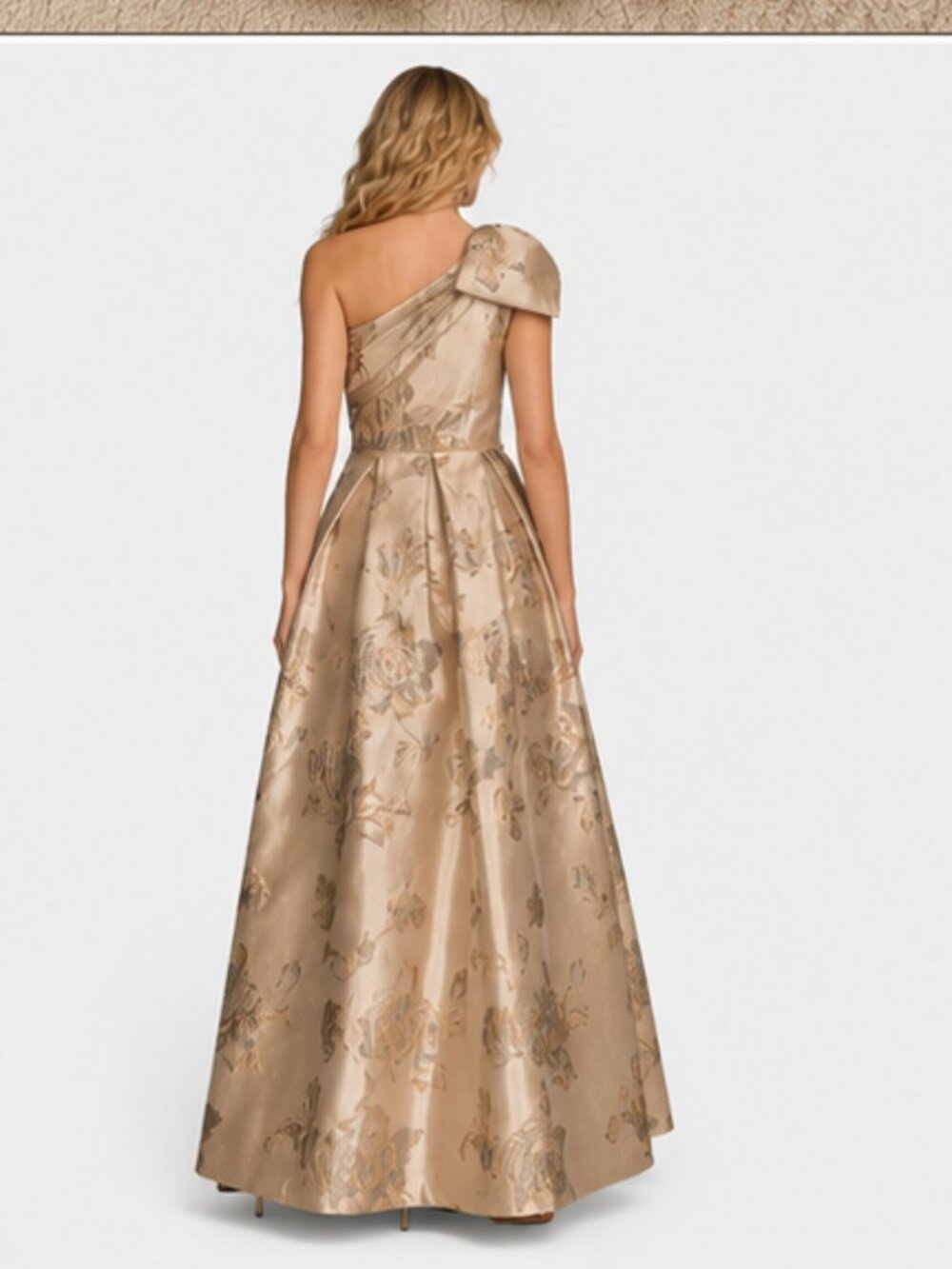 Donna Karan New York One-Shoulder Bow Ball Gown Champagne Size 8 NWT - Picture 6 of 6